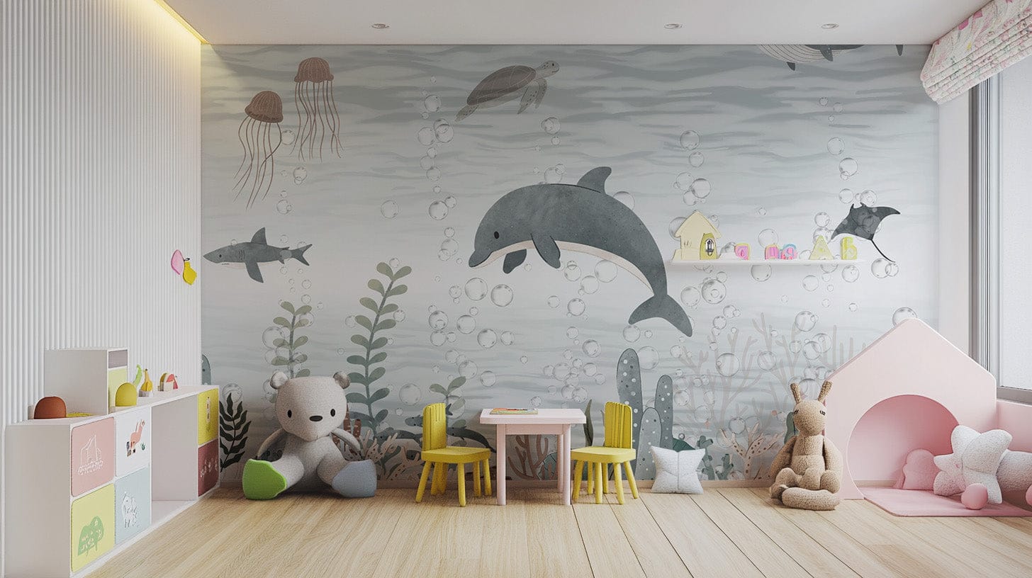Artistic Serene Ocean Life Wallpaper Mural accents B830