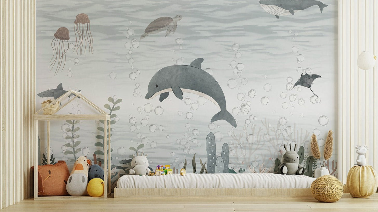 Relaxing Serene Ocean Life Wallpaper mural design B830