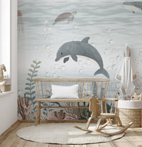 Serene Ocean Life Wallpaper mural for accent walls B830