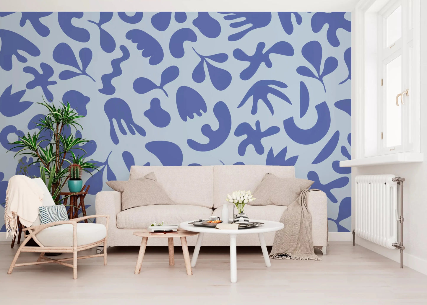Study room with Serene Organic wall mural and blue movement, GD9314