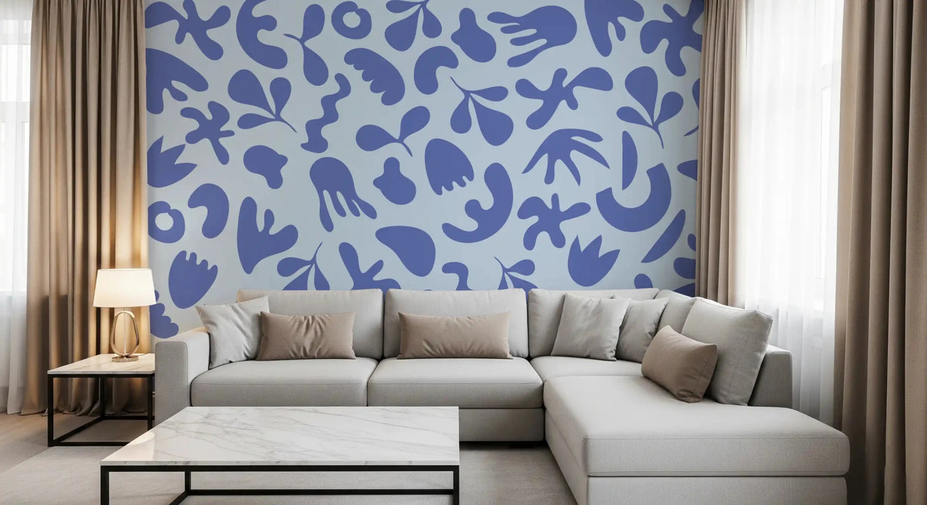 Hallway wall featuring Organic Flow wall mural with airy shapes