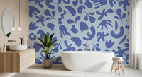 Bathroom finished in Serene Flow wall mural with calm pattern, GD9314