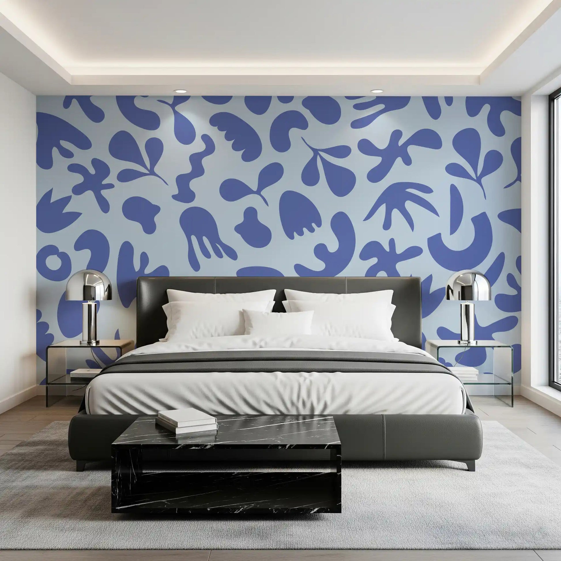 Airy botanical rhythm across Serene Organic wall mural pattern, GD9314