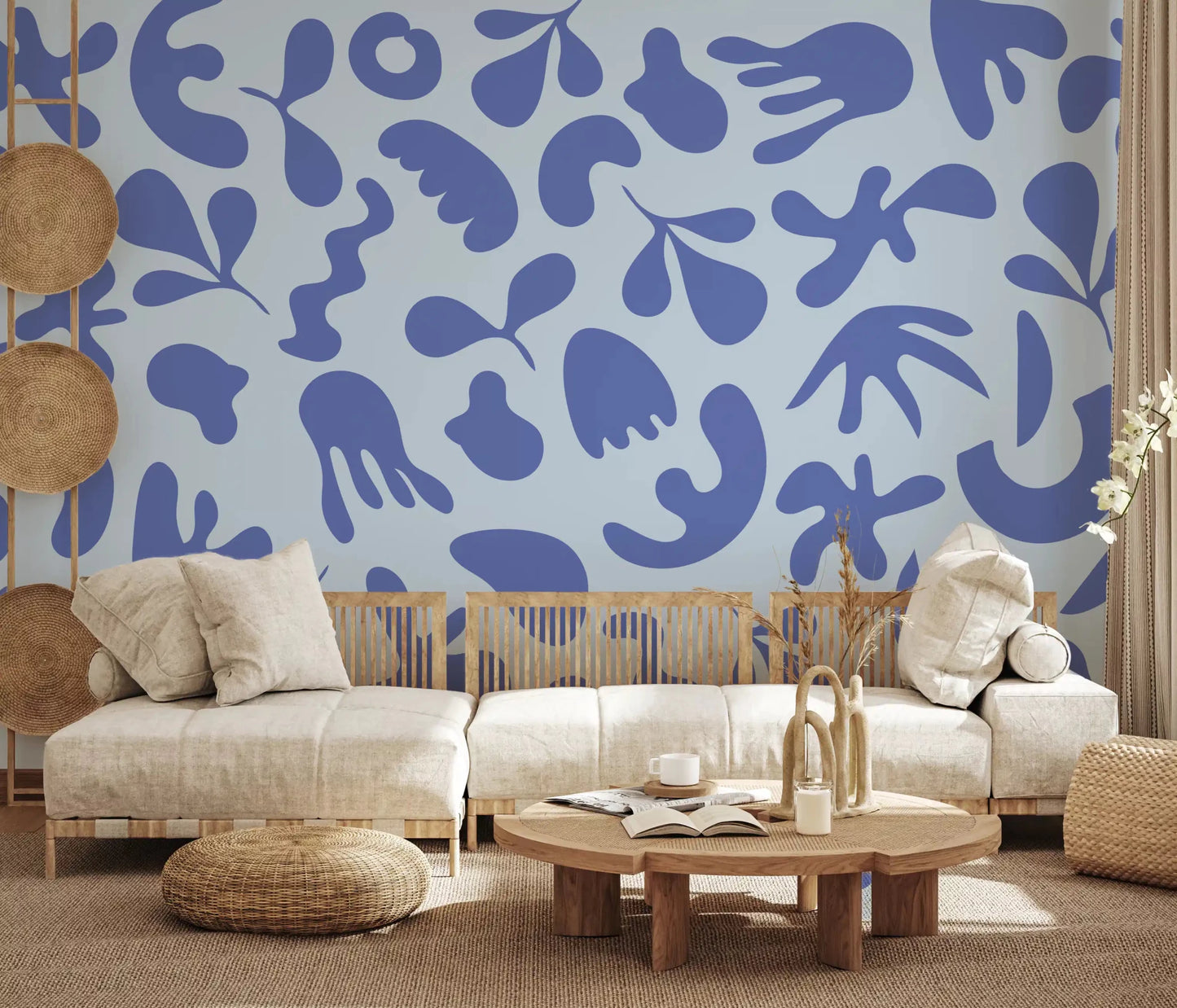 Soft abstract foliage shown in Serene Organic Flow wall mural, GD9314