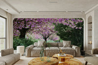 A close-up view of the detailed blossoms and green leaves.

