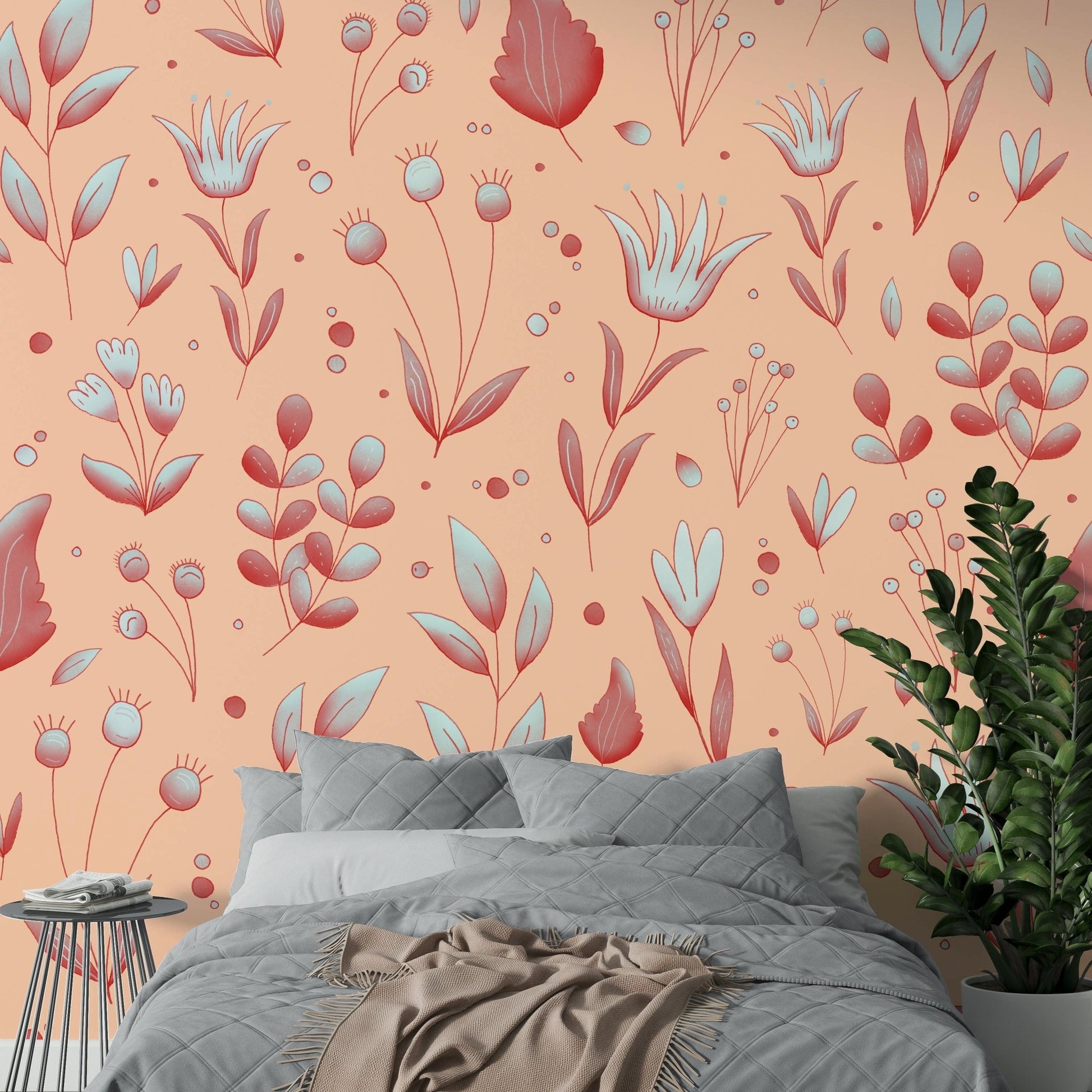 Minimalist peach wallpaper for bedrooms

