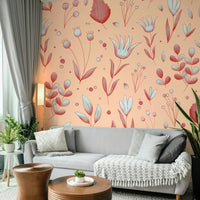 Peach and pink flower wallpaper close-up

