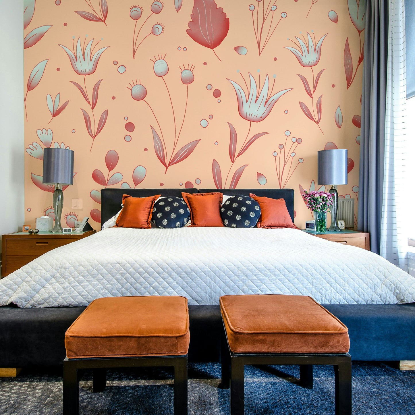 Tropical floral and leaf wallpaper for walls

