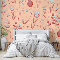 Serene Peach Tropical Garden wallpaper detail
