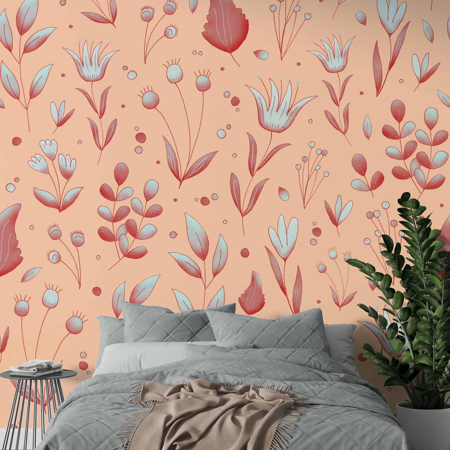 Minimalist peach wallpaper for bedrooms

