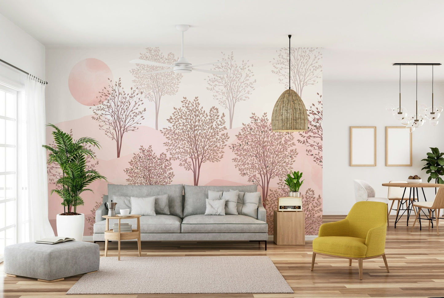 Serene Pink Orchard Wall Mural