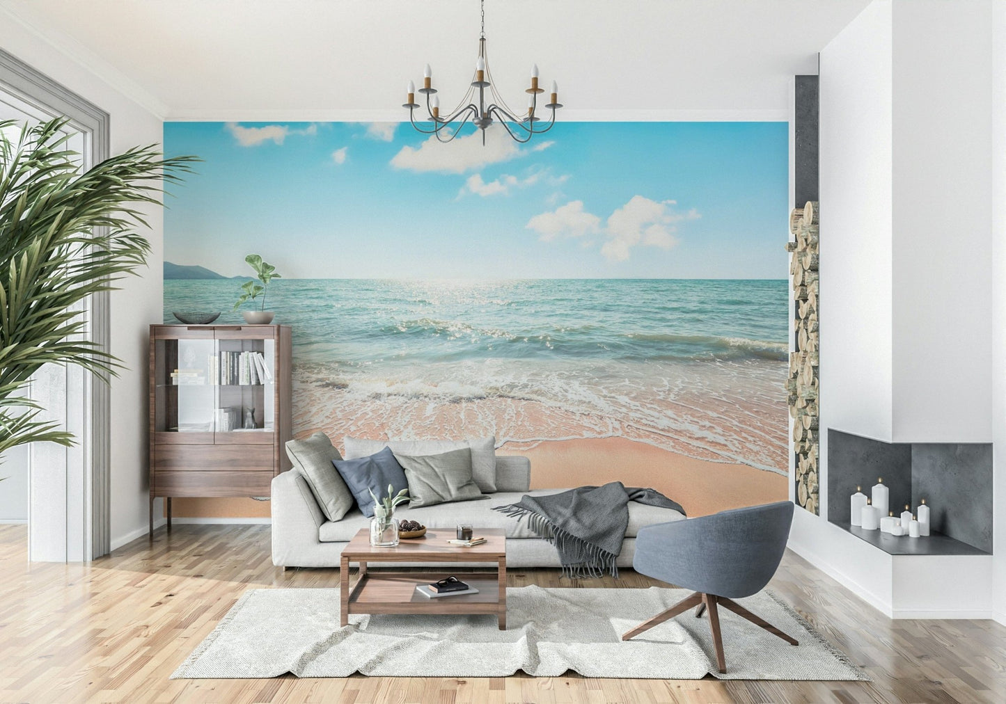 Serene, pristine beach Wall Mural
