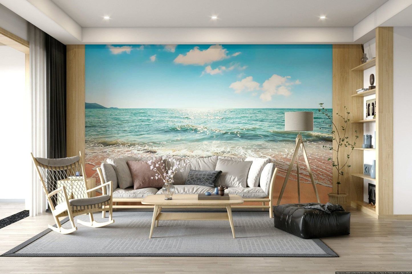 Serene, pristine beach Wall Mural