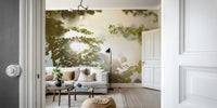 Serene Reflection of Nature: Leafy Water Scene Photography Wall Mural