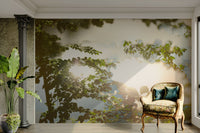 Serene Reflection of Nature: Leafy Water Scene Photography Wall Mural