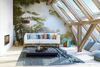Serene Reflection of Nature: Leafy Water Scene Photography Wall Mural