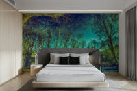 The wall mural is the main feature on a living room wall.

