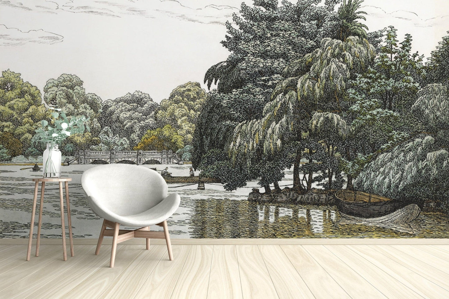 Elegant Nature-Inspired Lakeside Wallpaper
