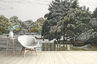 Elegant Nature-Inspired Lakeside Wallpaper
