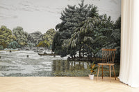 Artistic Riverside Scenery Wall Mural
