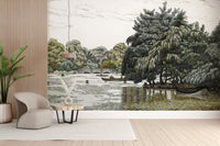 Traditional Landscape Wallpaper with Boats