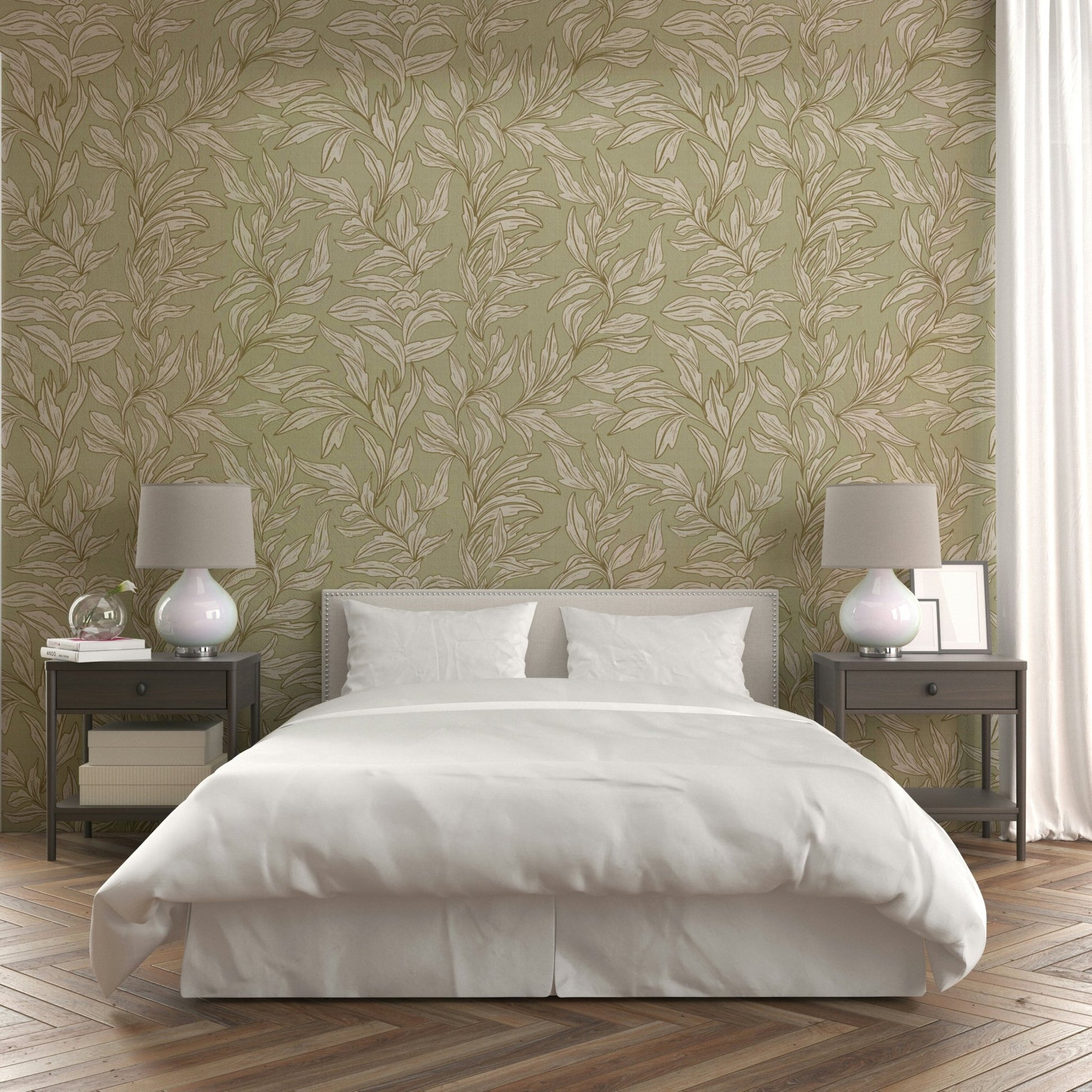Serene Sage Botanical Wallpaper⁠