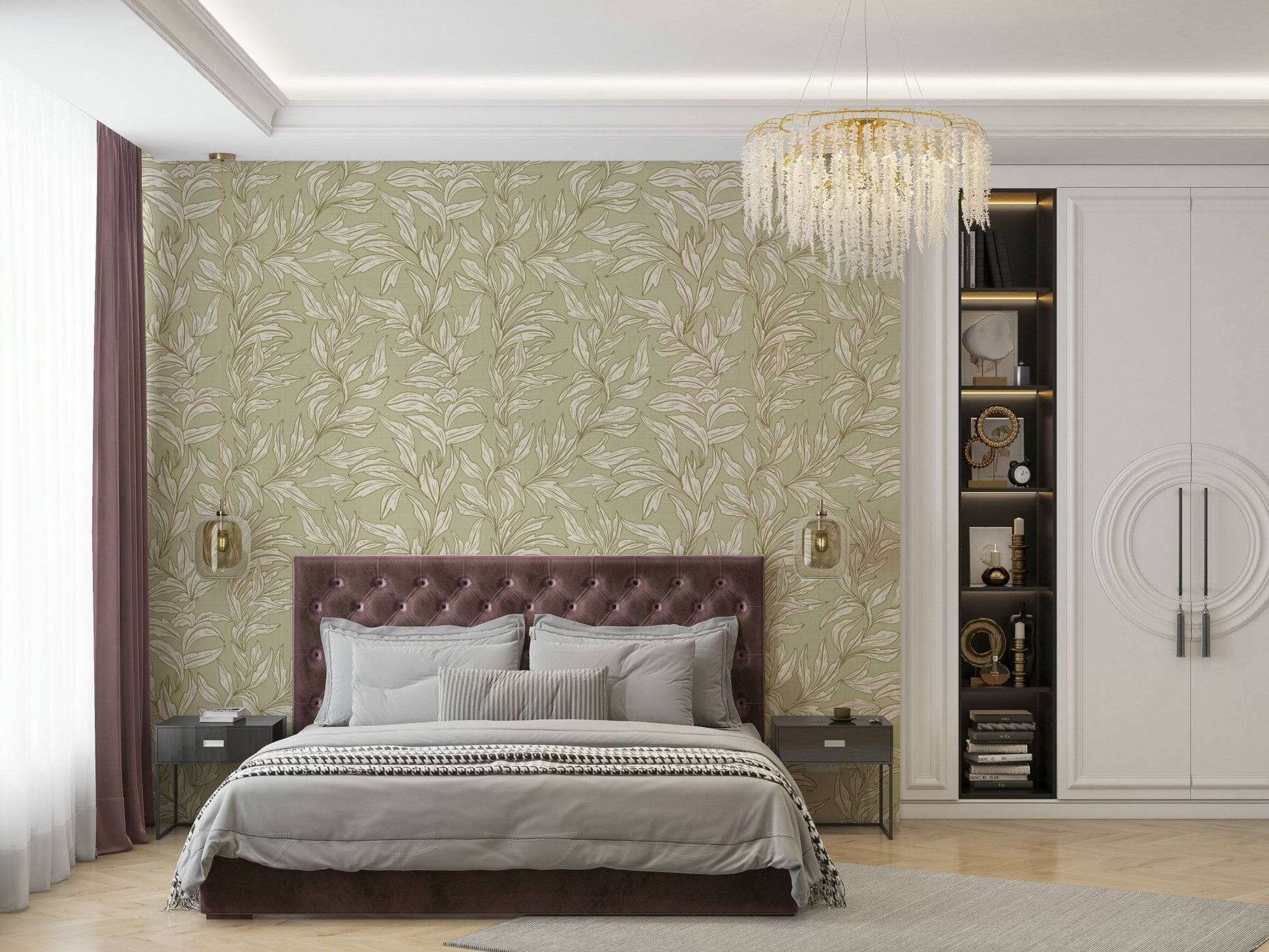 Serene Sage Botanical Wallpaper⁠