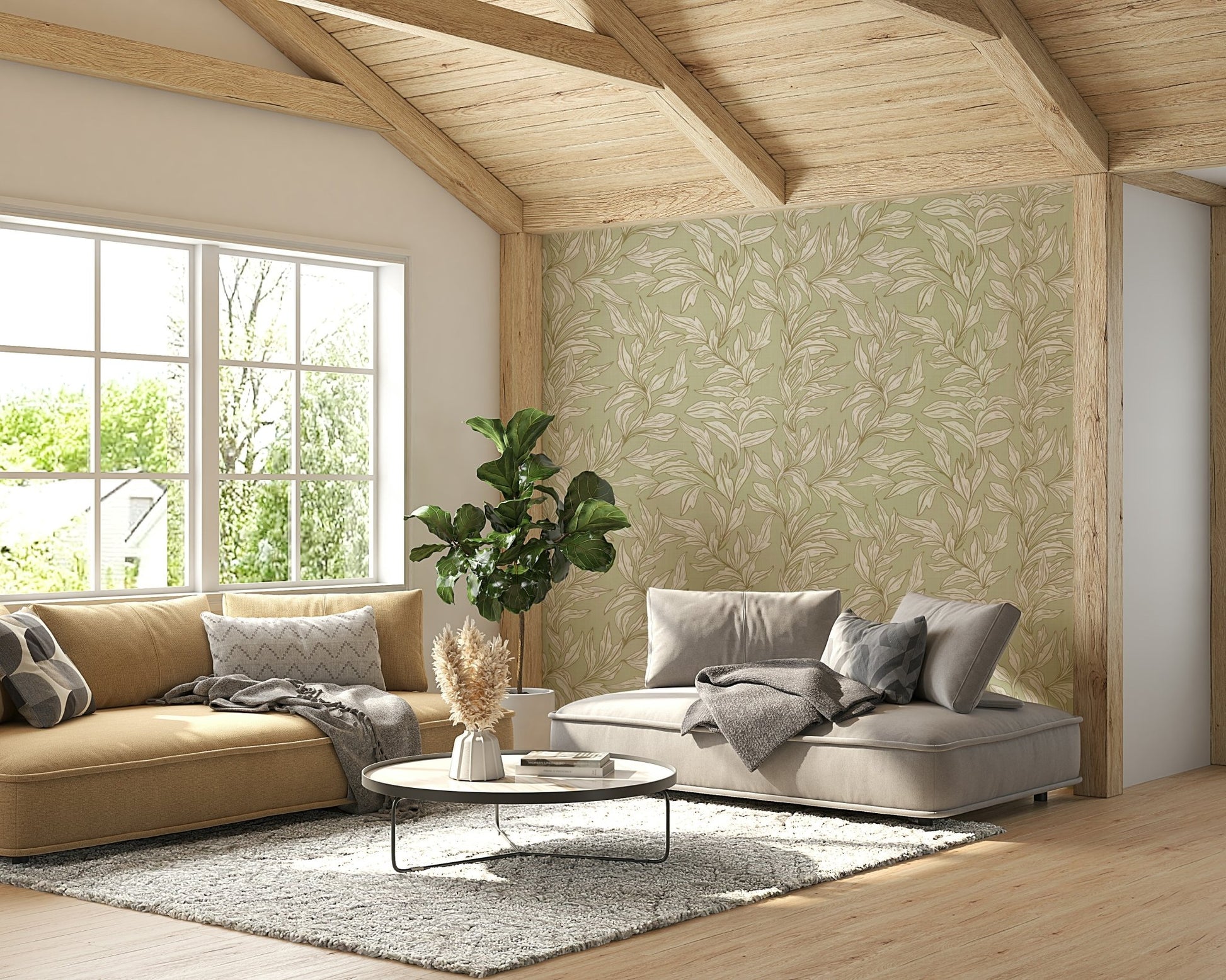 Serene Sage Botanical Wallpaper⁠
