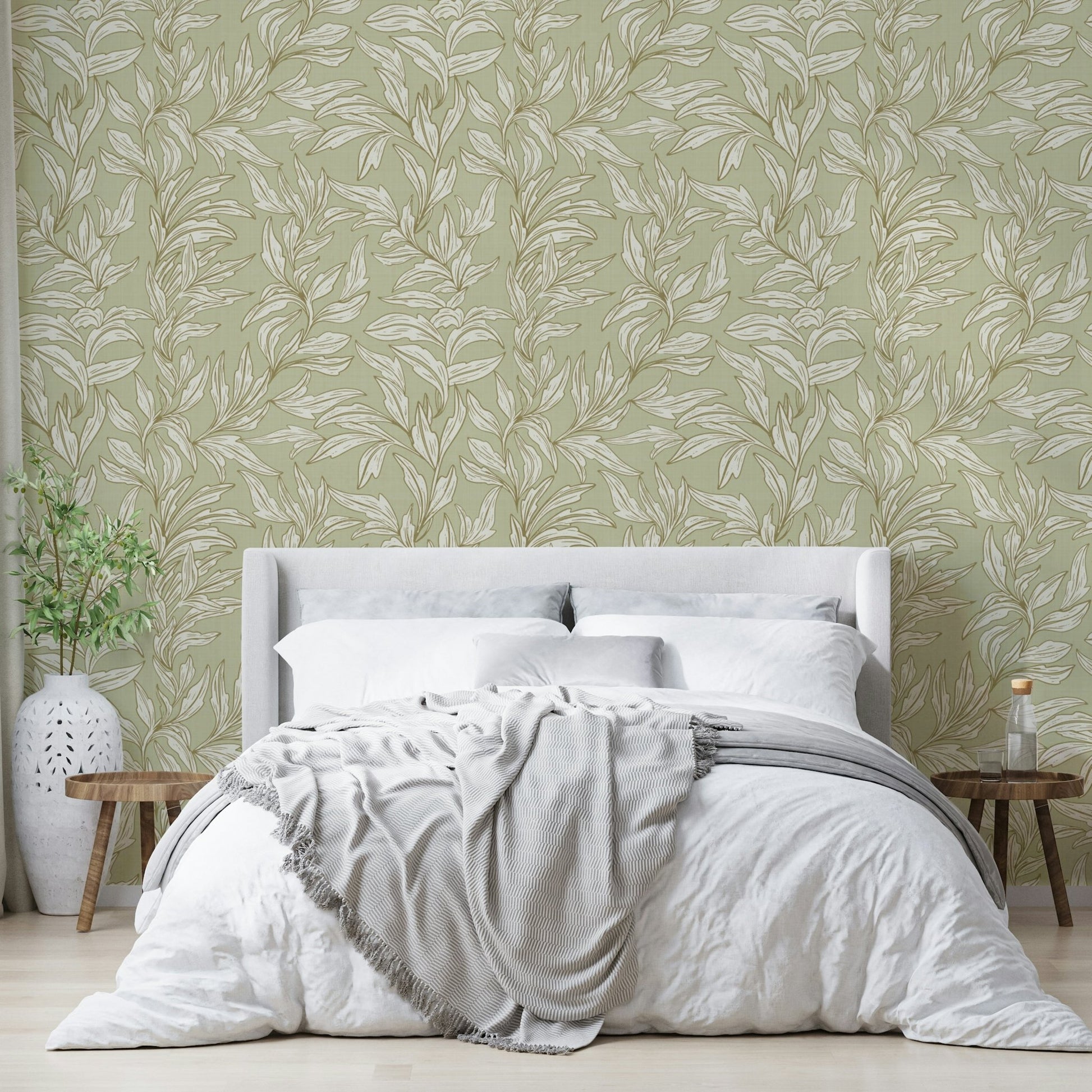 Serene Sage Botanical Wallpaper⁠