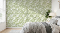 Serene Sage Canopy wallpaper with abstract leafy shapes and natural movement, GD8815