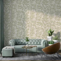 Mural wallpaper with natural leaves

