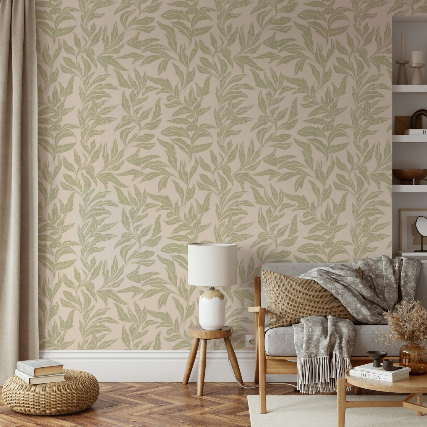 Peaceful leaf wallpaper for bedrooms

