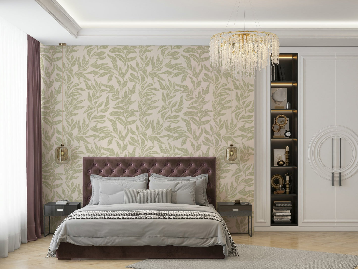 Calm wallpaper with sage tones

