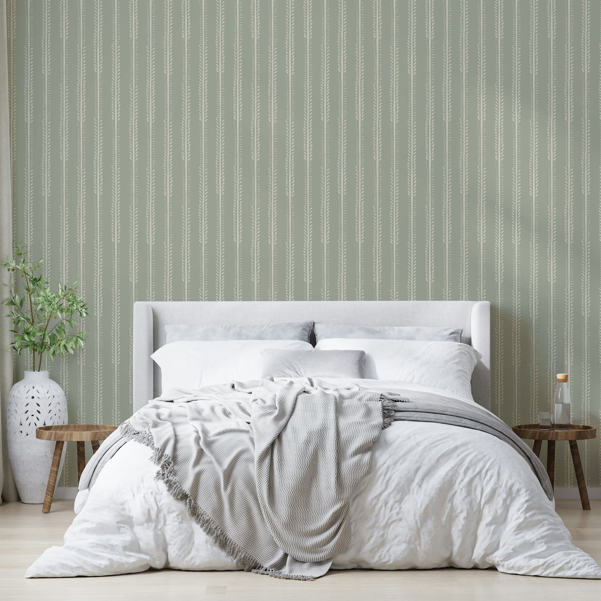Vertical stripe pattern in soothing sage hues

