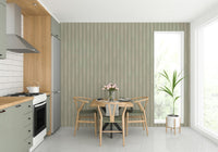Serene sage striped wallpaper in soft green tones

