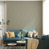 Sage wallpaper with vertical stripe design

