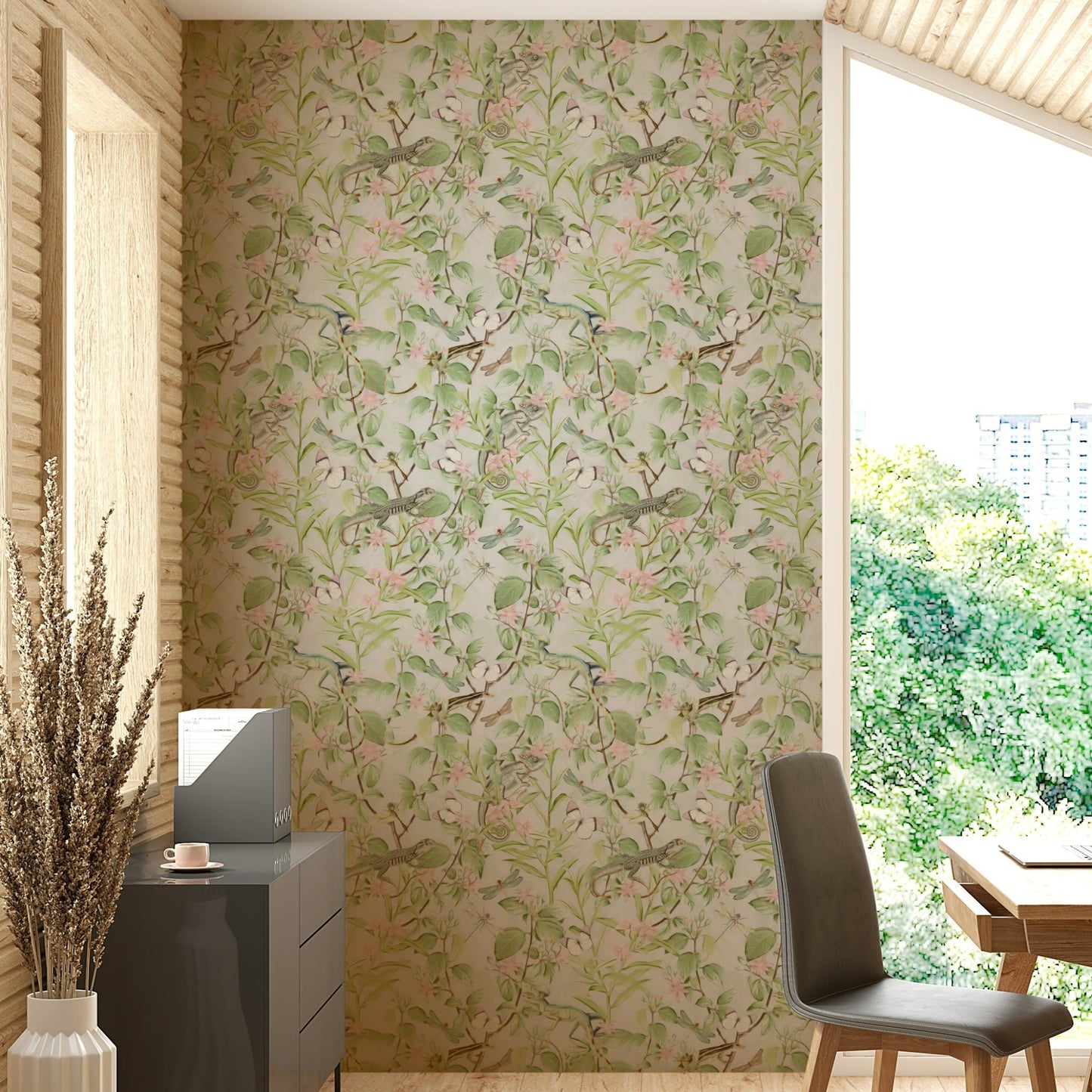 Serene Sanctuary: Botanical Dreamscape Wallpaper⁠
