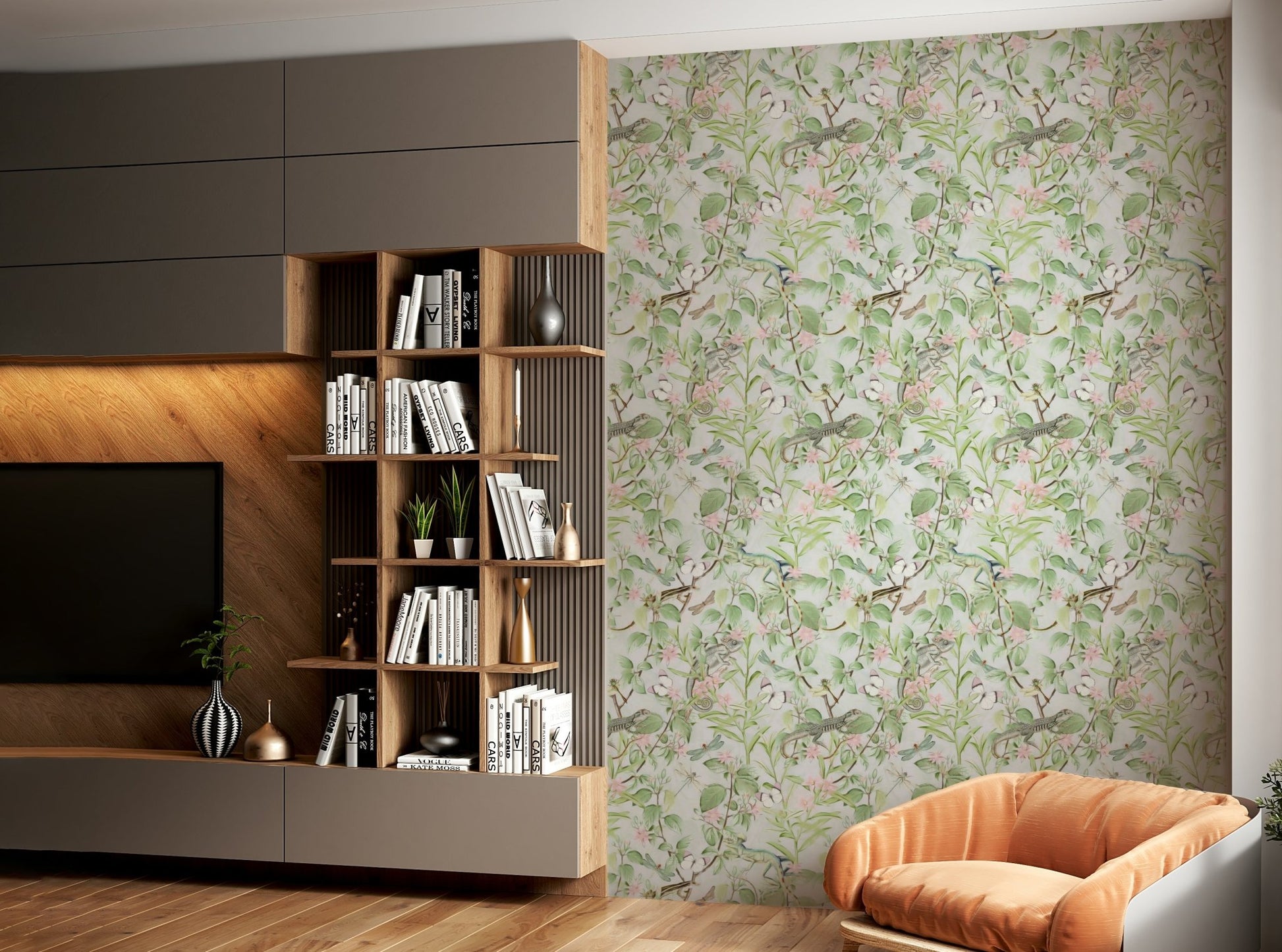 Serene Sanctuary: Botanical Dreamscape Wallpaper⁠
