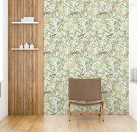 Serene botanical wallpaper with dreamy green foliage

