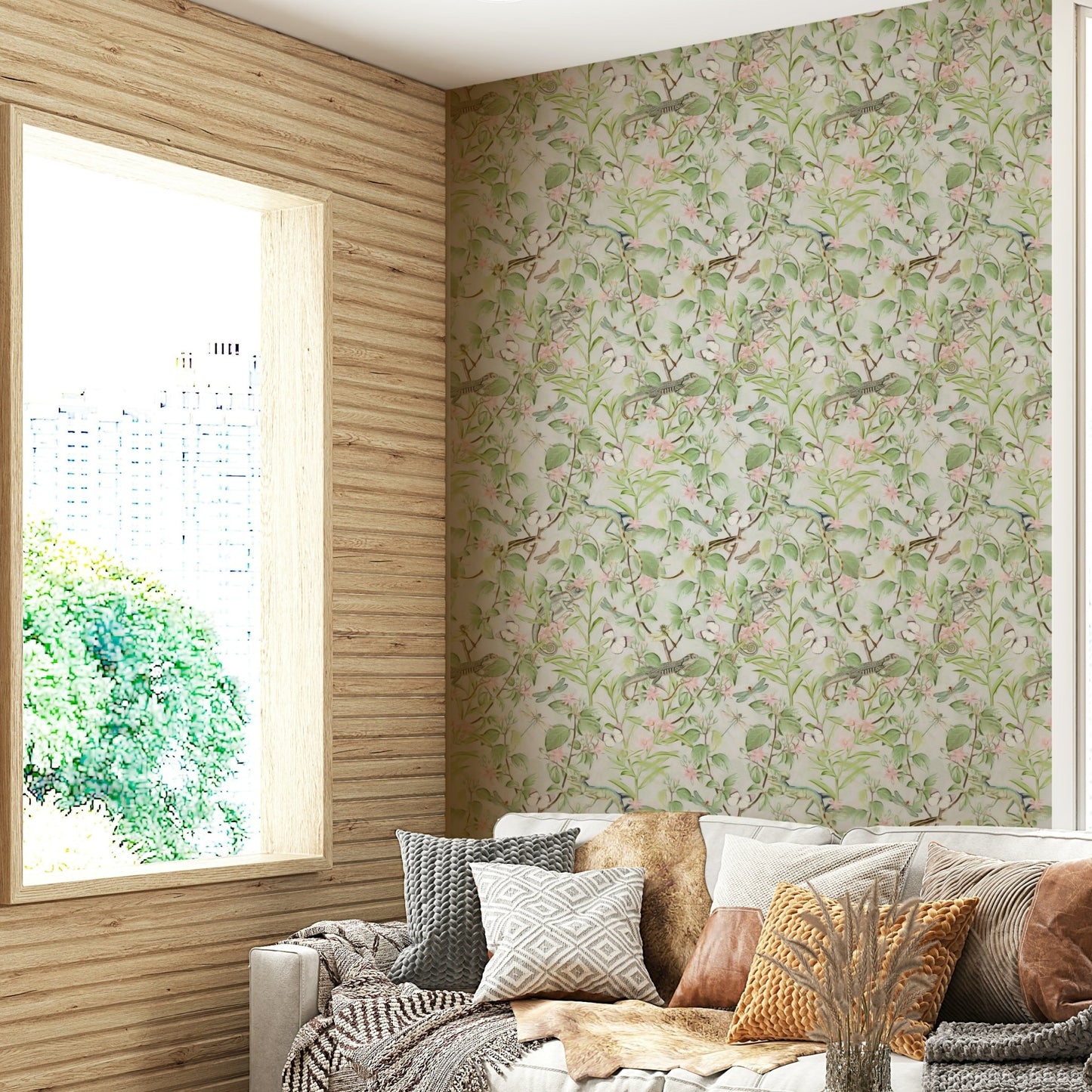 Dreamy floral wallpaper with subtle nature tones

