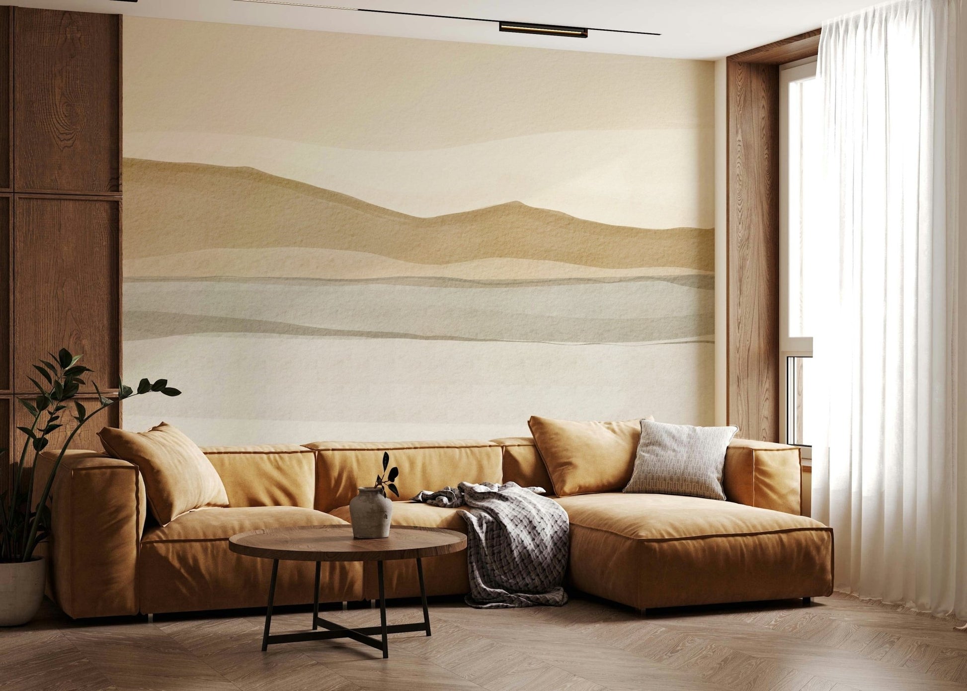 Relaxing Sandscape subtle detail wallpaper for stylish bedroom area