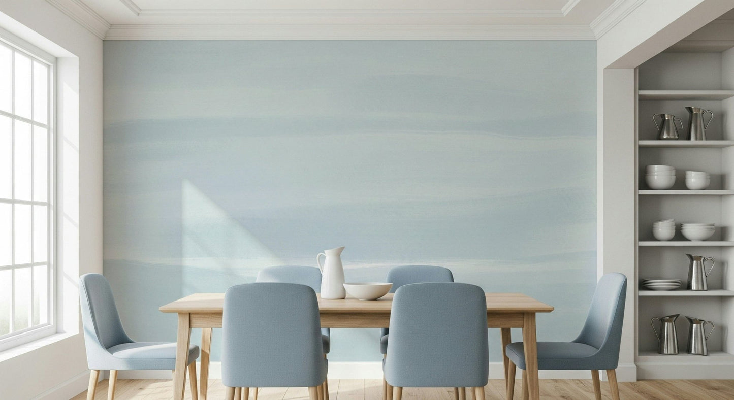 An artistic soft focus mural on minimalist wallpaper.