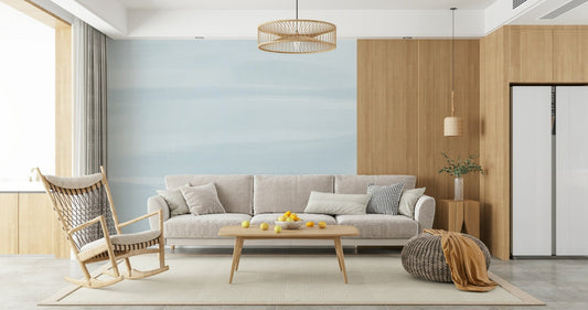 A beautiful serene sky wallpaper mural with soft, subtle clouds.