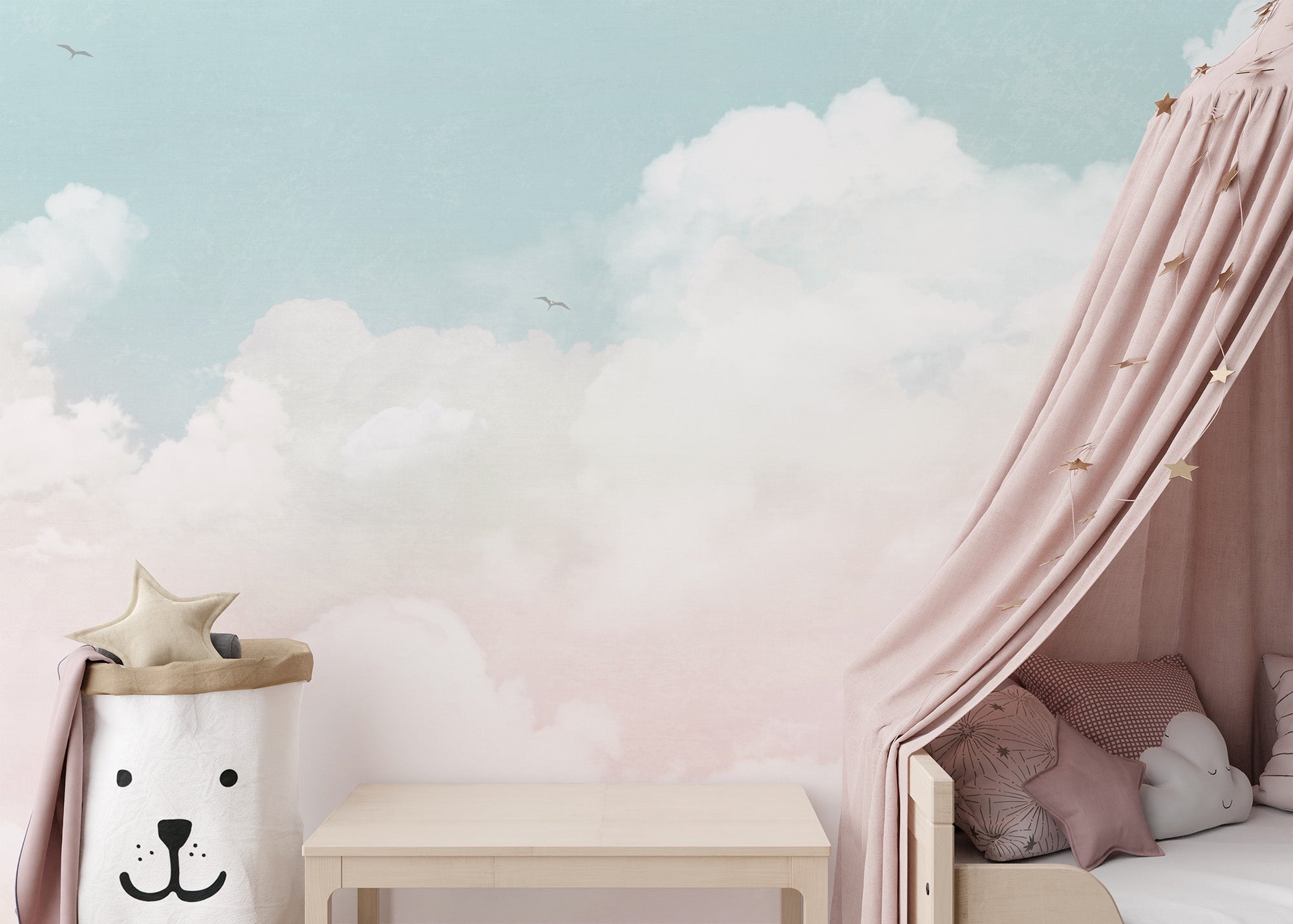 Serene sky wallpaper with soft pastel clouds, B418