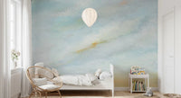 Serene Sky Whisper Wall Mural provides a breezy backdrop for this modern Kids room setting.