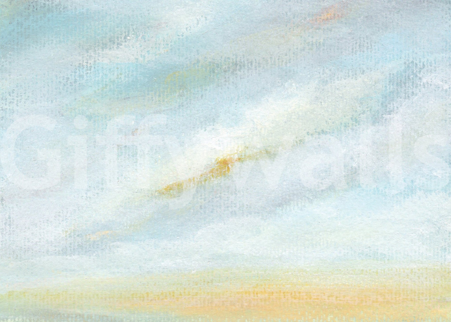 Close view of the canvas surface detail on the Serene Sky Whisper Wall Mural grain.