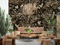 Headboard area showcasing the subtle songbird Wall Mural., GD6289