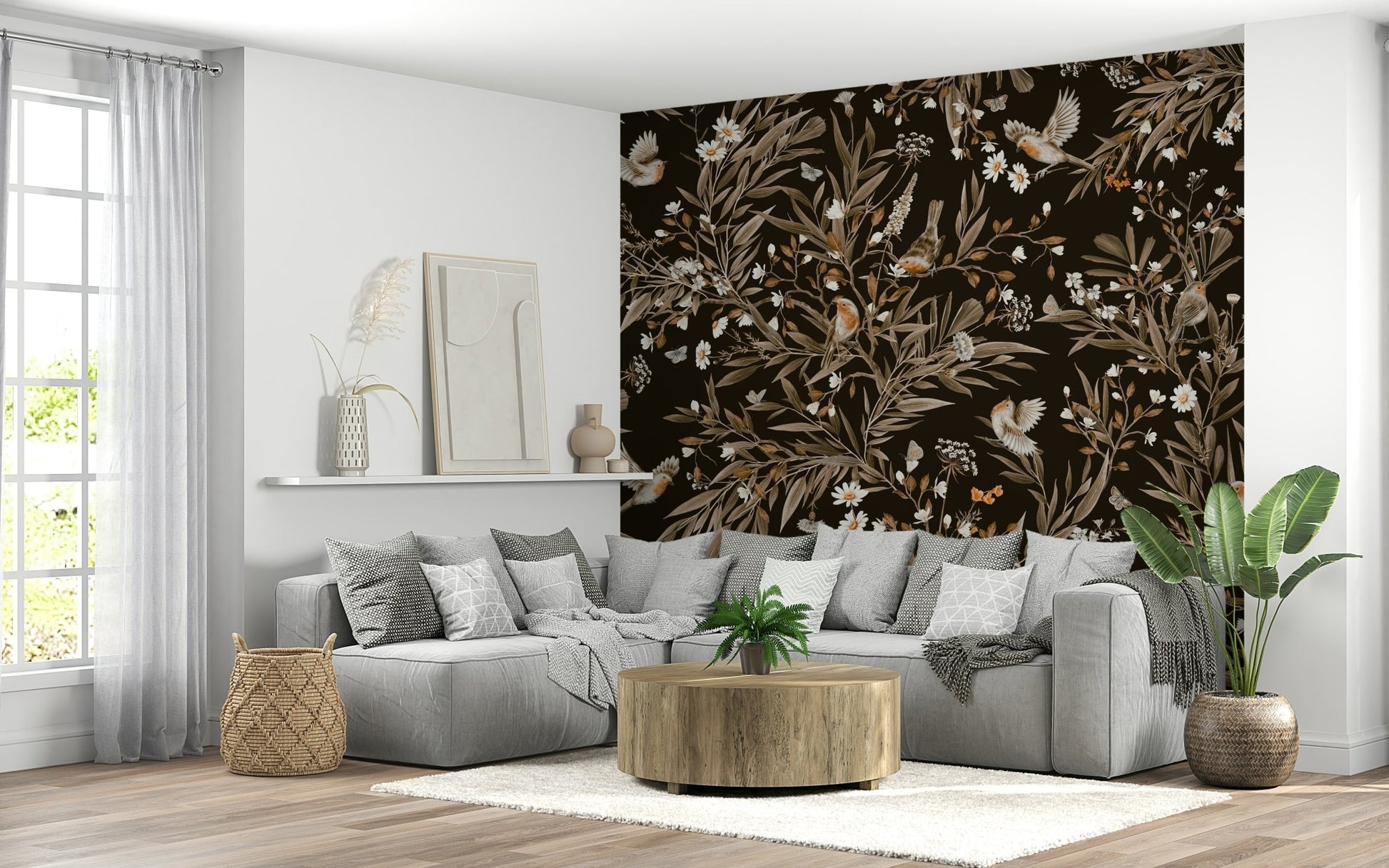 Elegant nursery decor with the beautiful Serene Songbirds Wall Mural., GD6289