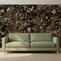 Dainty songbirds and branches on the Serene Songbirds Wall Mural., GD6289