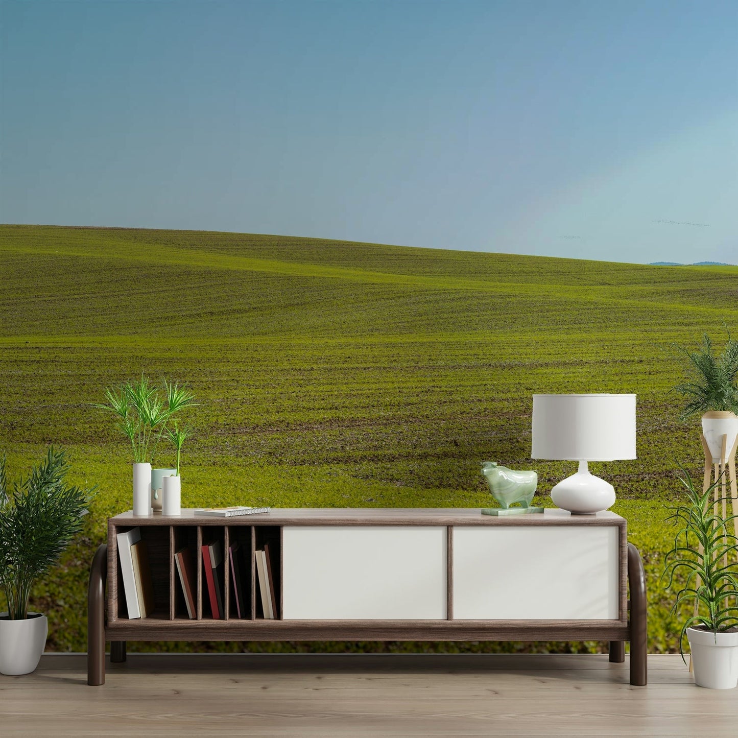 Nature wall mural with spring blossoms

